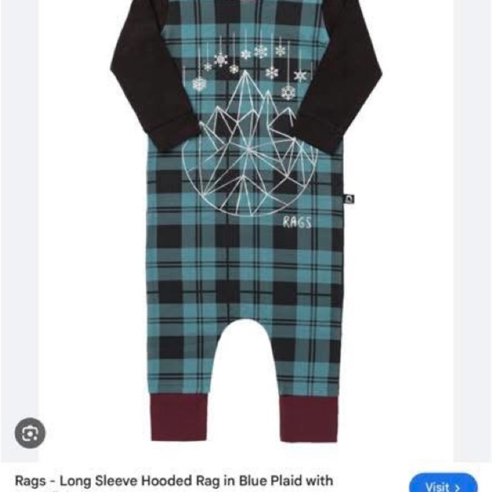 Rags Blue Plaid Hooded Romper